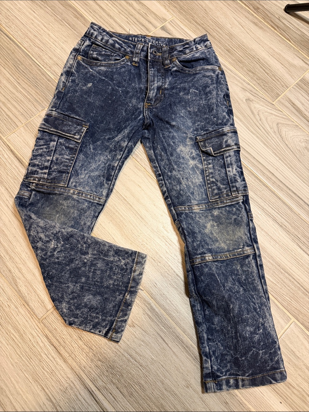 Kids Acid-Wash Blue Cargo Jeans by STEVIES JEANS